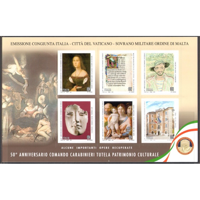 2019 Italia - Repubblica - Foglietto Comando Carabinieri - Emissione Congiunta con Vaticano -  MNH**