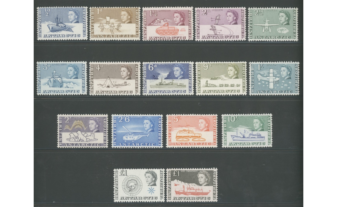 1963-69 British Antarctic Territory - Elisabetta II - Stanley Gibbons n. 1-15a - 16 valori - MNH**