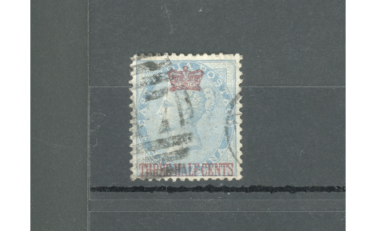 1867 Straits Settlements , Stanley Gibbons n. 1 - Regina Vittoria - 1 1/2 on 1/2 a. blue - Usato
