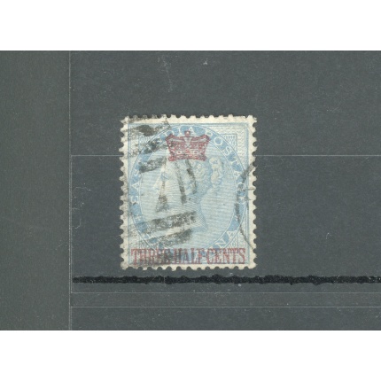 1867 Straits Settlements , Stanley Gibbons n. 1 - Regina Vittoria - 1 1/2 on 1/2 a. blue - Usato