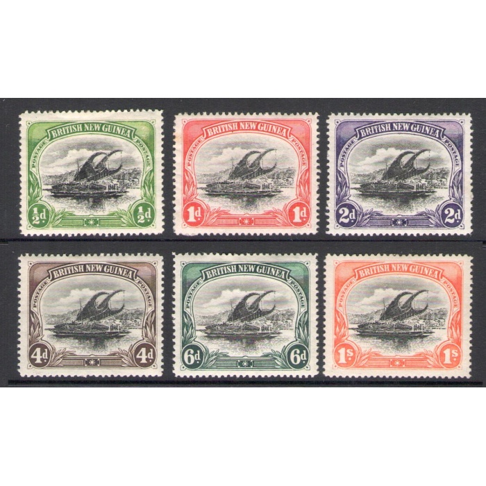 1901-05 British New Guinea - Stanley Gibbons n. 1-3 + 5-7 - Serie non completa - 6 valori - MH*