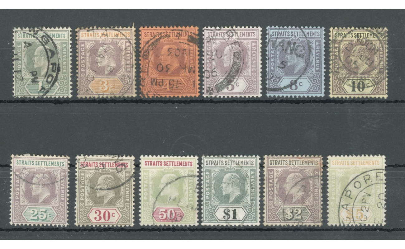 1902-03 Straits Settlements , Stanley Gibbons n. 110-21 - Giorgio V - Serie completa 12 valori - Usati