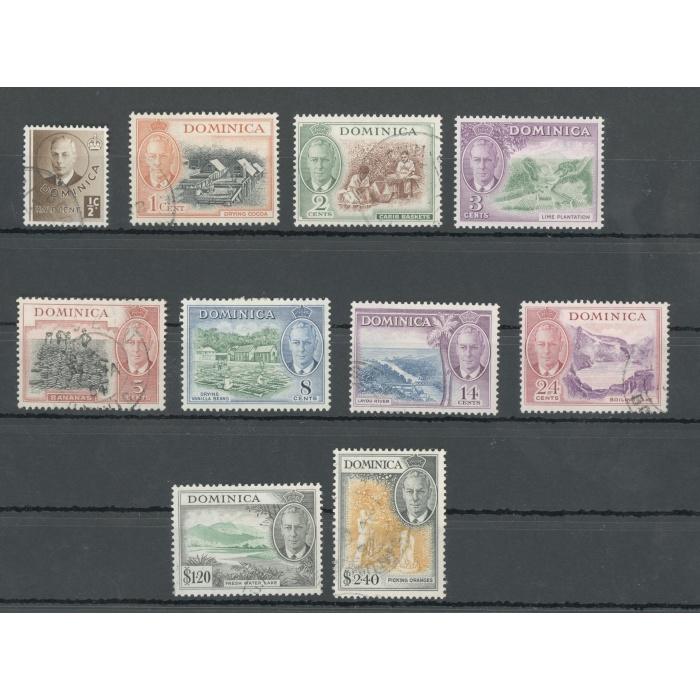 1951 DOMINICA - Stanley Gibbons n. 120/34 - Giorgio VI - Laghi Piantagioni Territori - Serie Non Completa - 10 valori - Usati