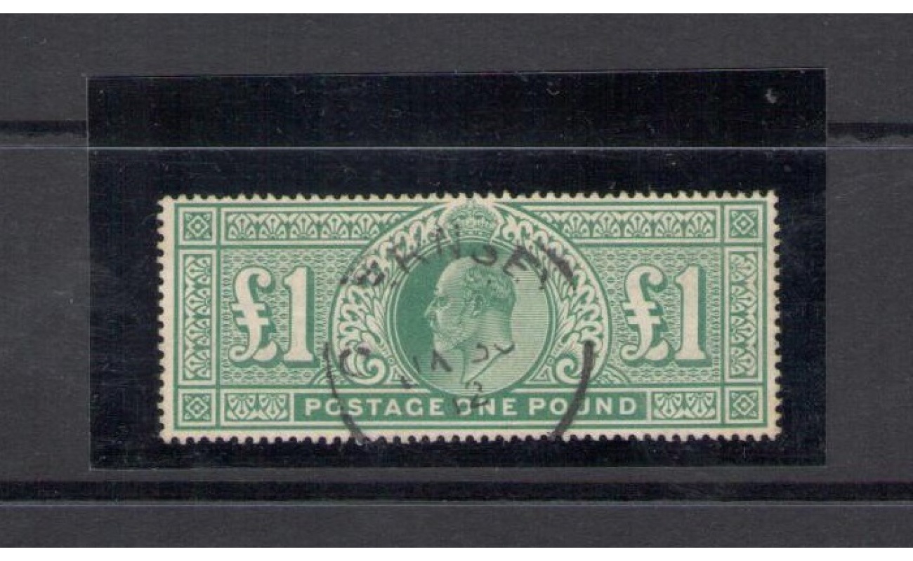 1902 GRAN BRETAGNA - Stanley Gibbons n. 266 - 1 Sterlina dull blue-green - Usata - Certificato Sorani