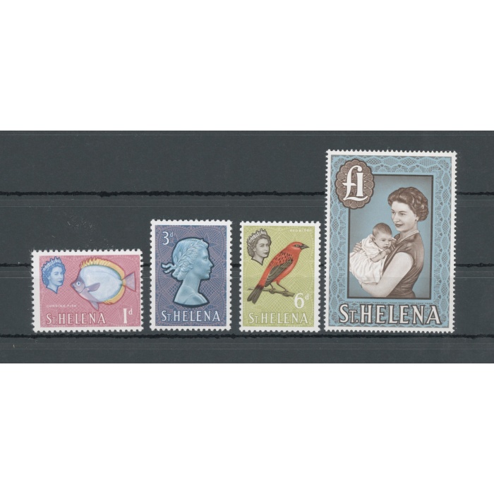 1965 ST. HELENA - Stanley Gibbons n. 176a-179a-181a-189a, Chalk-surfaced paper, MNH**