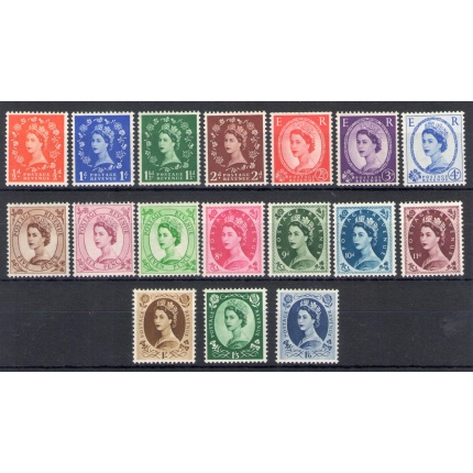 1952-54 Gran Bretagna - Elisabetta II - n. 262-78 - Serie completa 17 valori - MNH**