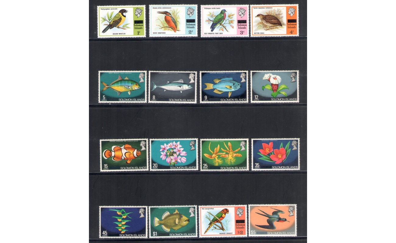1972 British Solomon Islands - Yvert et Tellier n. 277-92 - Flora e Fauna - 15 valori - MNH**
