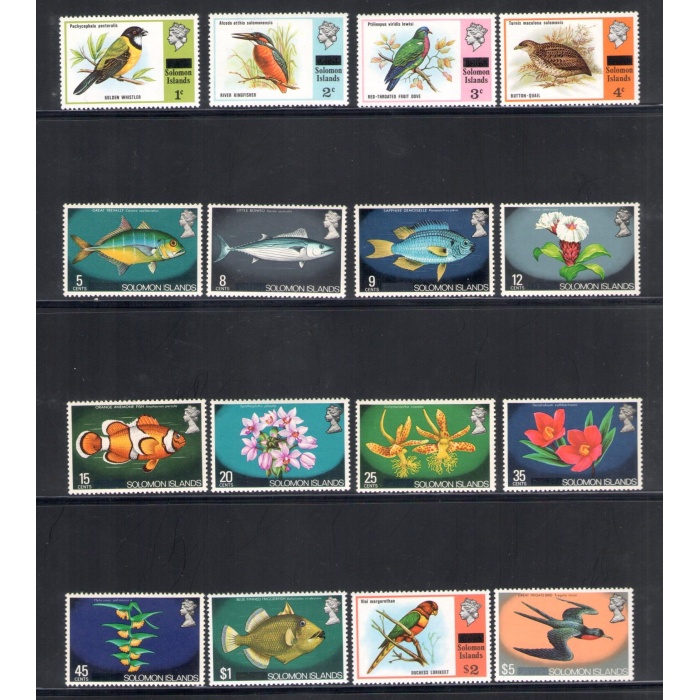 1972 British Solomon Islands - Yvert et Tellier n. 277-92 - Flora e Fauna - 15 valori - MNH**