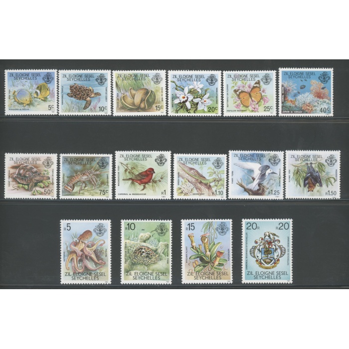 1981 Seychelles -Zil Eloigne Sesel - Yvert n. 32-47 - Fauna e Flora - Francobolli del 1980 con millesimo 1981 - MNH**