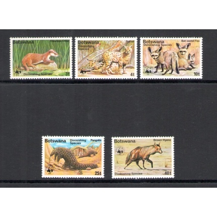 1977 BOTSWANA -  Catalogo Yvert n.  334-38 - Protezione Natura - W.W.F. - 5 valori -  MNH**