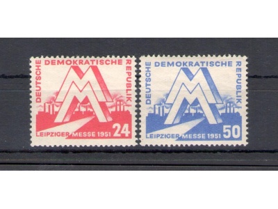 1951 DDR, Fiera di Lipsia , 2 valori , Yvert n. 34-35 , MNH**
