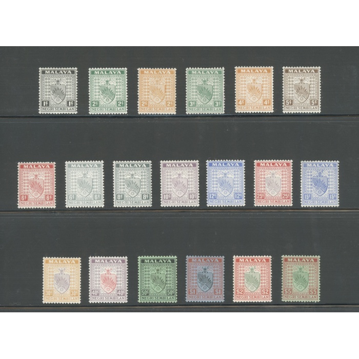 1935-41 Negri Sembilan, Stanley Gibbons n. 21-39  - serie di 19 valori - MH*