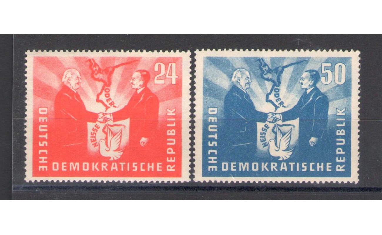 1951 DDR, Visita Presidente Polacco Bierut , 2 valori , Yvert n. 36-37 , MNH**