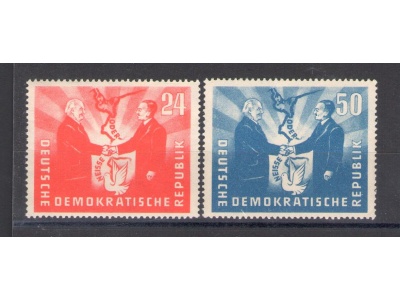 1951 DDR, Visita Presidente Polacco Bierut , 2 valori , Yvert n. 36-37 , MNH**