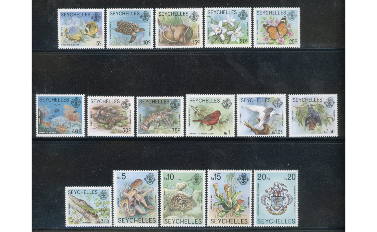 1977 Seychelles - Yvert n. 372-87 - Serie Ordinaria flora e Fauna - 16 valori - Serie Completa - MNH**