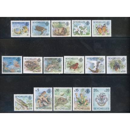 1977 Seychelles - Yvert n. 372-87 - Serie Ordinaria flora e Fauna - 16 valori - Serie Completa - MNH**