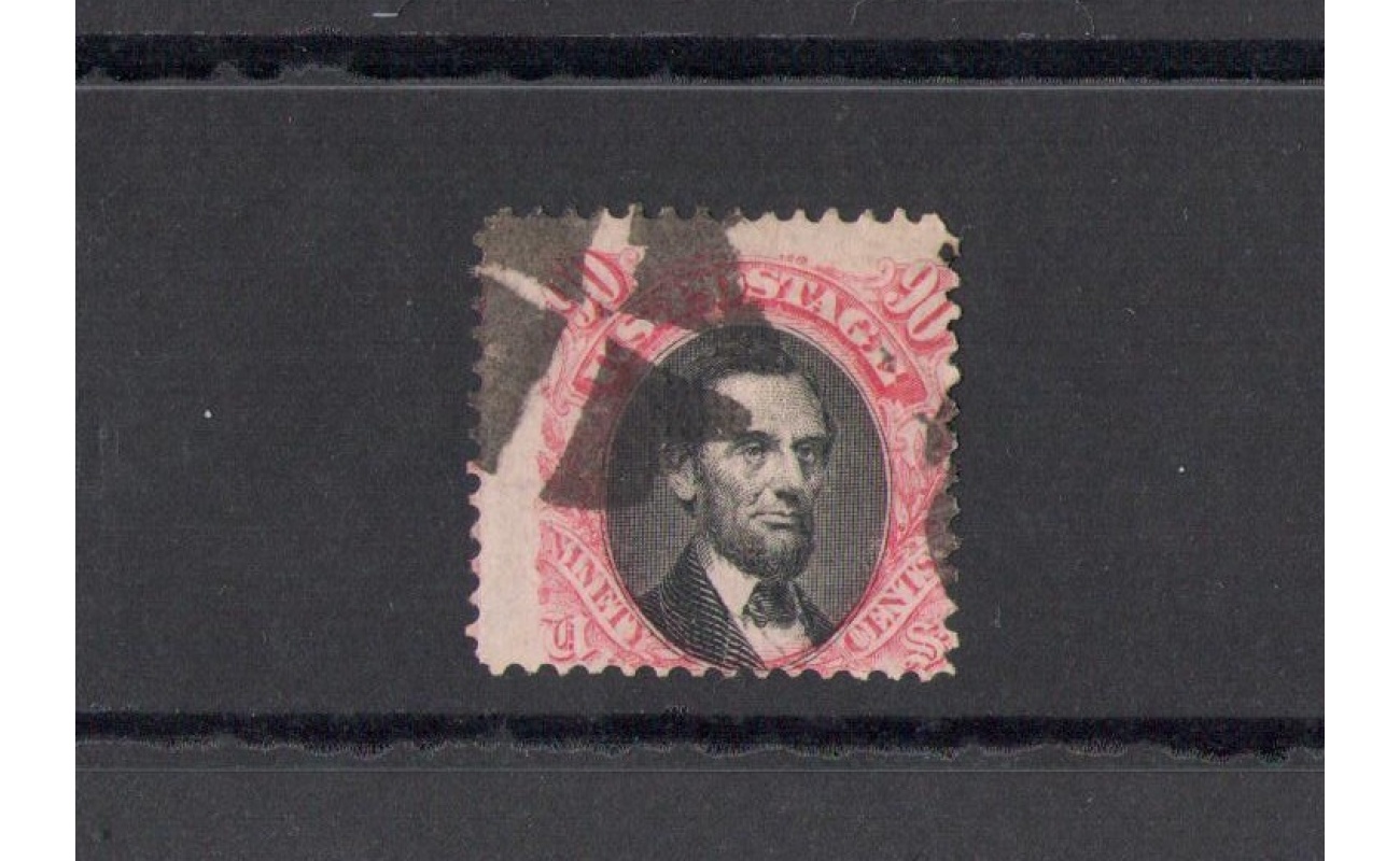 1869 Stati Uniti, Catalogo Yvert Posta Aerea n. 38 - 90 cent carminio e nero - Lincoln -  Usato - Firma per steso Enzo Diena