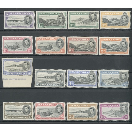 1938-53 ASCENSION, Stanley Gibbons n. 38b-47b , 16 valori - Giorgio VI e Vedute - Serie Completa - MNH**