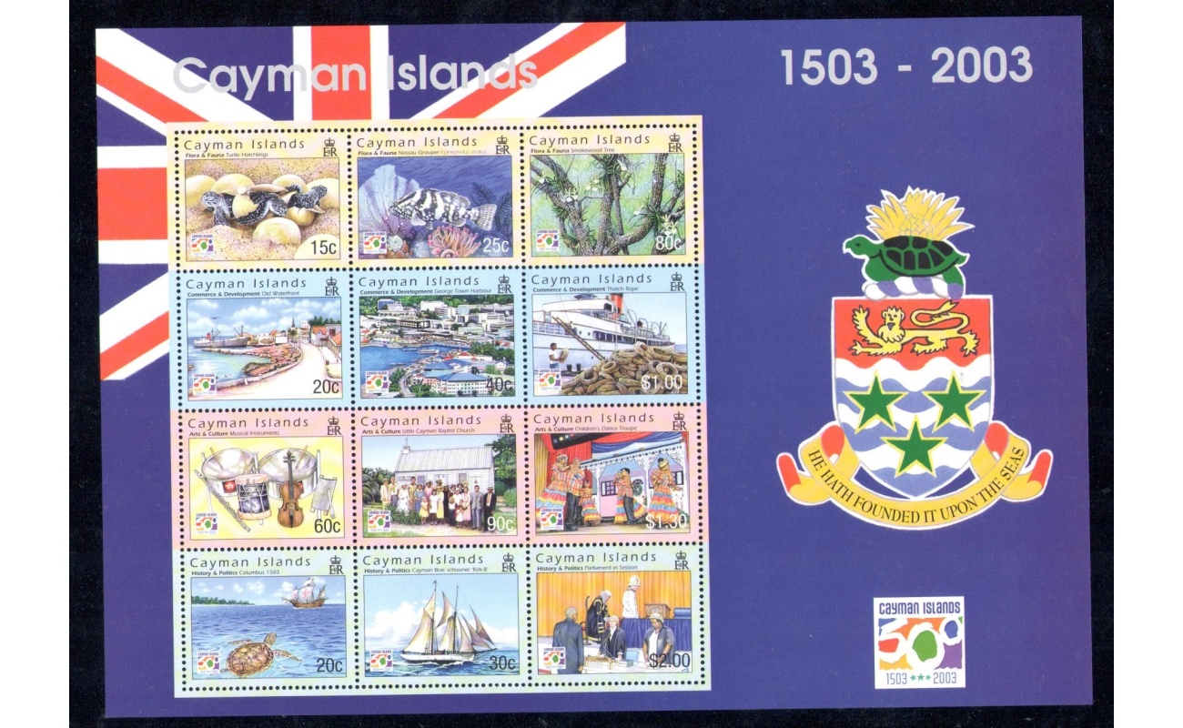 2003 CAYMAN ISLANDS, Yvert et Tellier n. 39 - 500 Anniversario Scoperta Isole Cayman - 1 Foglietto - MNH**