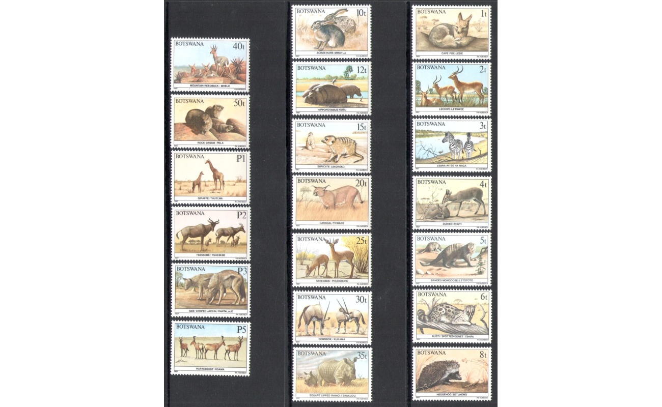 1987 BOTSWANA -  Catalogo Yvert n. 551-70 - Animali del Botswana - 20 valori -  MNH**