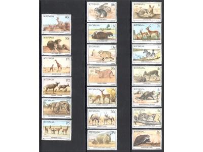 1987 BOTSWANA -  Catalogo Yvert n. 551-70 - Animali del Botswana - 20 valori -  MNH**