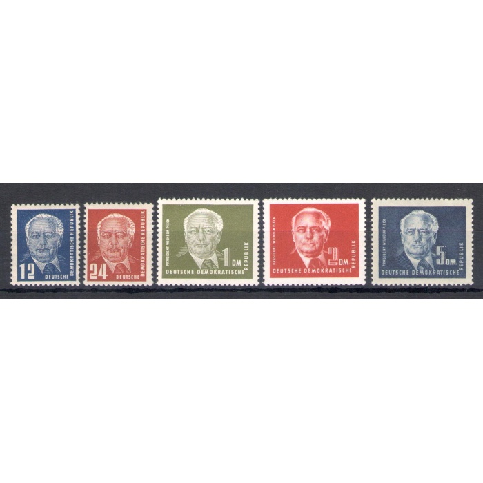1950 DDR, Presidente W. Pieck , 5 valori , Yvert n. 6-9A , MNH**