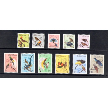 1964-65 PAPUA NEW GUINEA -  Elisabetta - Catalogo Yvert n. 62-72 - Uccelli - 11 valori - MNH**
