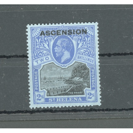 1922 Ascension , Stanley Gibbons n. 7 - 2 Scellini black and blue paper blue - MNH** (Dente corto in basso a destra)