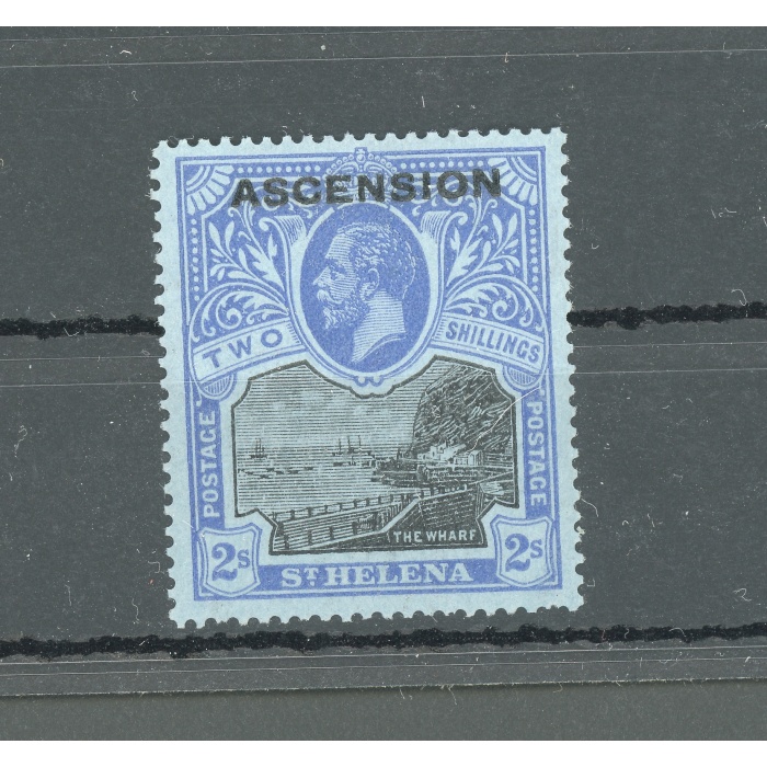 1922 Ascension , Stanley Gibbons n. 7 - 2 Scellini black and blue paper blue - MNH** (Dente corto in basso a destra)