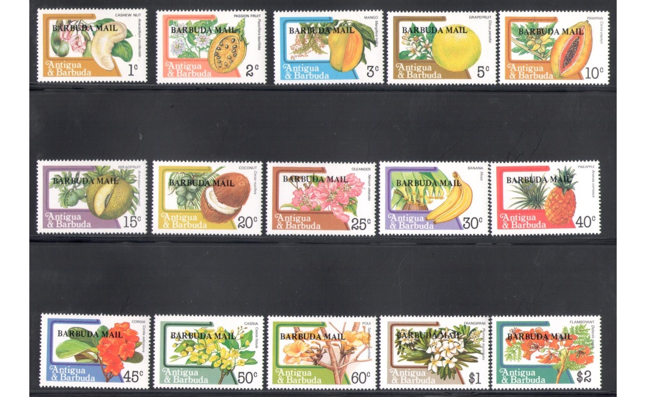 1983 Antigua - Yvert et Tellier n. 701-18 - Serie Ordinaria - Fiori e Frutti - 18 valori - MNH**