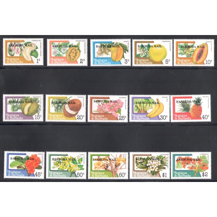 1983 Antigua - Yvert et Tellier n. 701-18 - Serie Ordinaria - Fiori e Frutti - 18 valori - MNH**