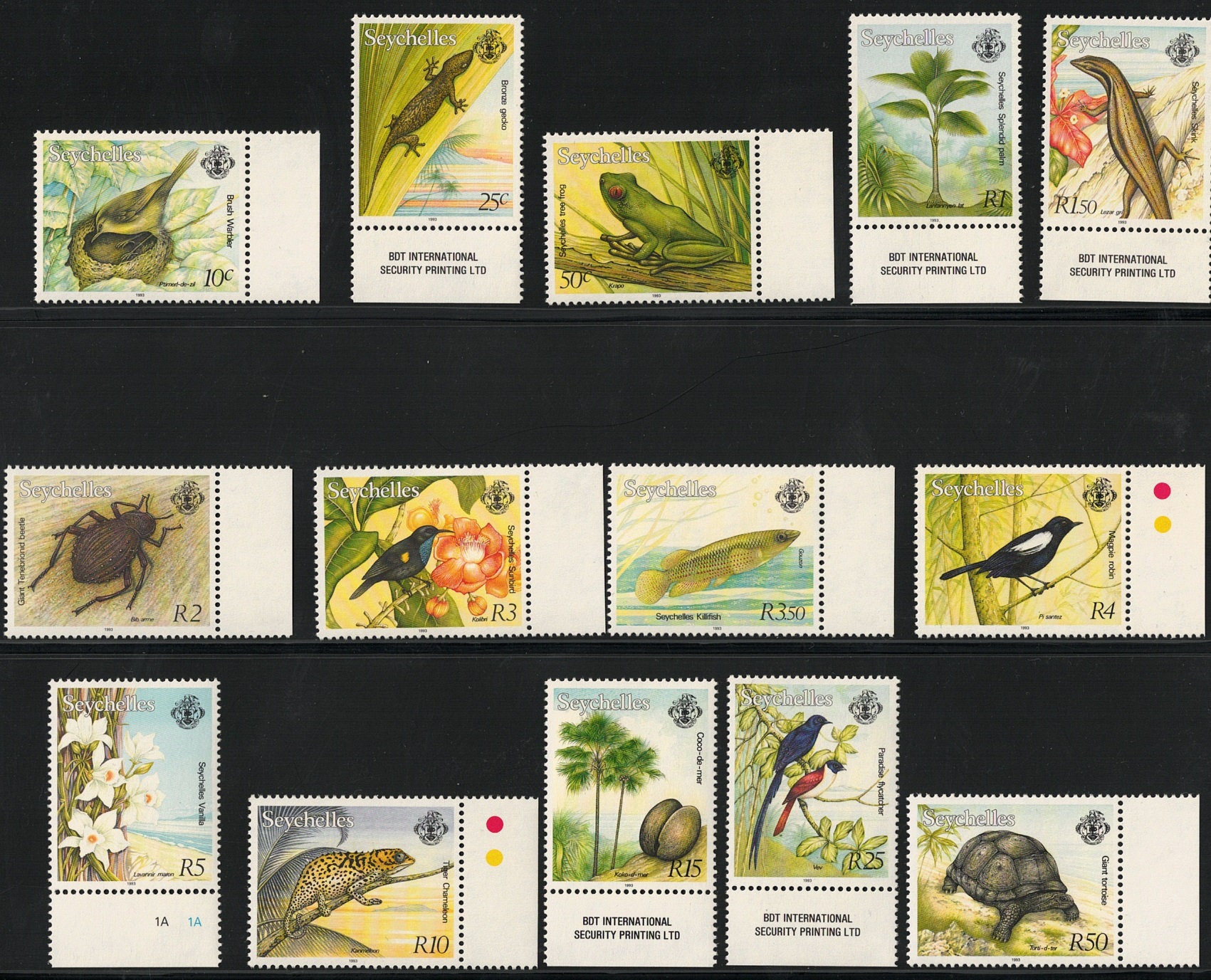 1993 Seychelles - Yvert n. 756-69 - Ordinaria Flora e Fauna - MNH**