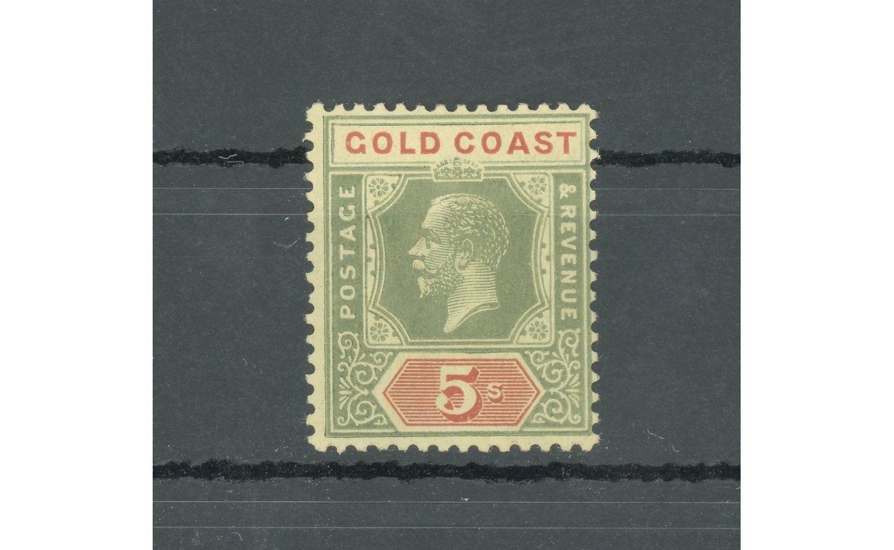1913-21 Gold Coast , Stanley Gibbons n. 82 , 5 scellini green and red , yellow paper , MNH**