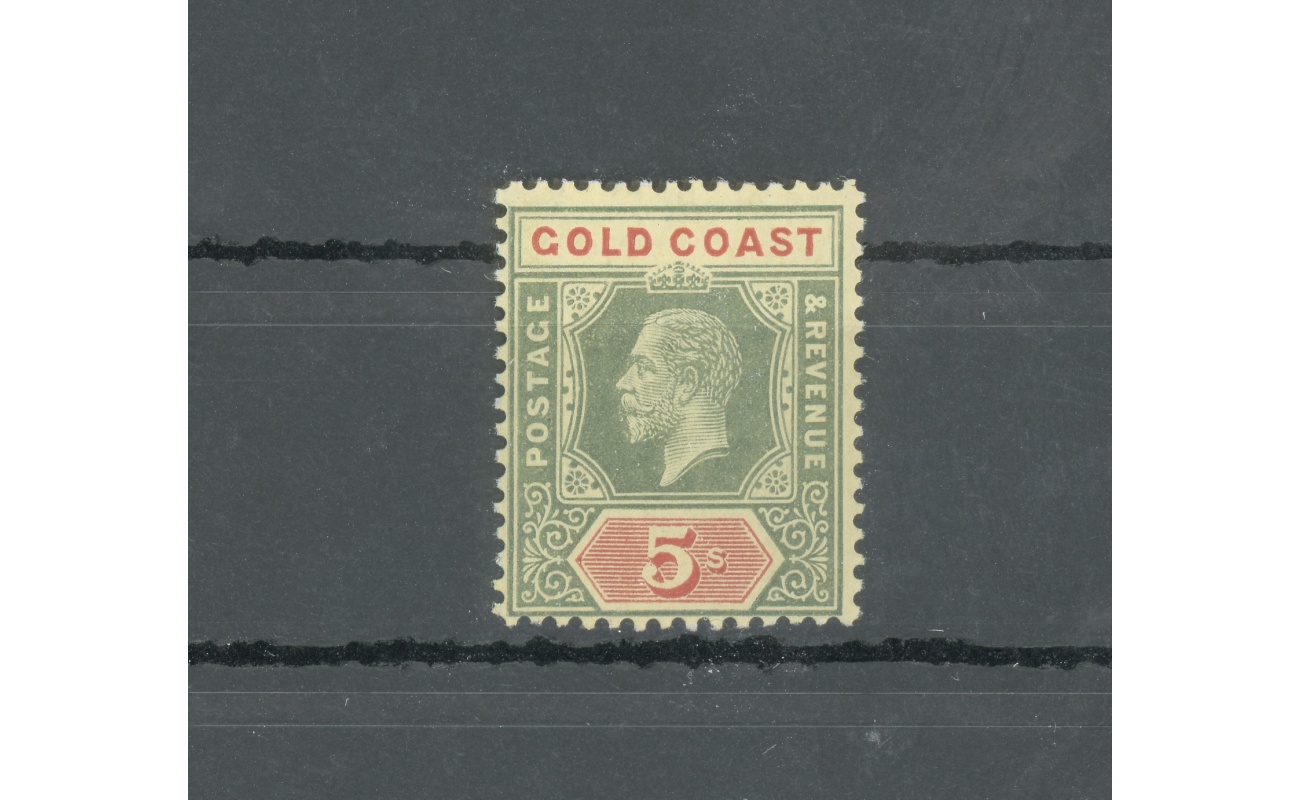 1913-21 Gold Coast , Stanley Gibbons n. 82b , 5 scellini green and red , white back , MNH**