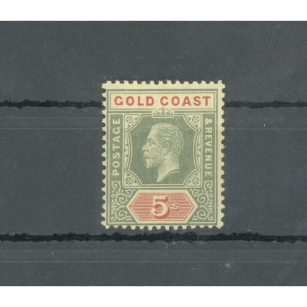1913-21 Gold Coast , Stanley Gibbons n. 82b , 5 scellini green and red , white back , MNH**