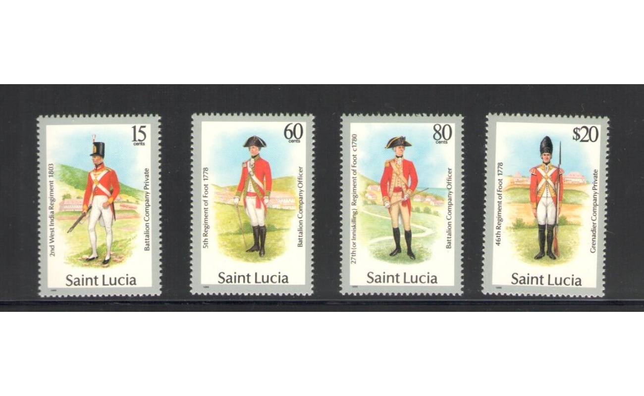 1987 ST. Lucia - Uniformi Militari - Serie di 4 valori - Yvert Tellier n . 860-63 - MNH**