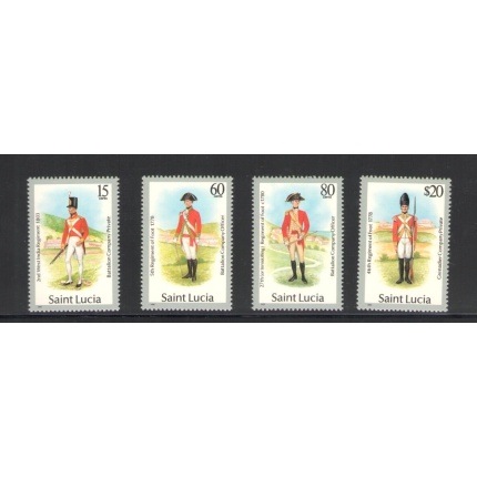 1987 ST. Lucia - Uniformi Militari - Serie di 4 valori - Yvert Tellier n . 860-63 - MNH**
