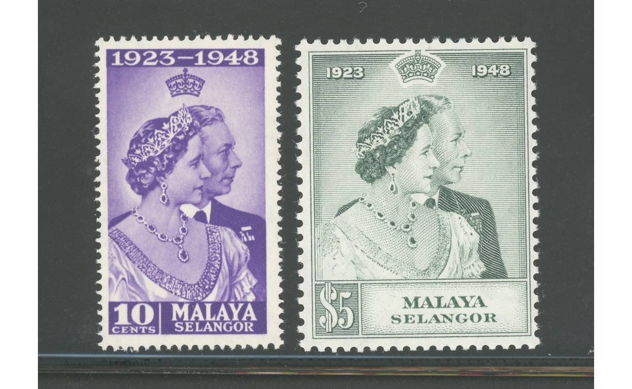 1948 Malaysian States - Selangor - Royal Silver Wedding - Stanley Gibbons n. 48-49 - serie di 2 valori - MNH**