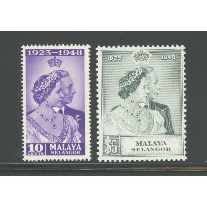 1948 Malaysian States - Selangor - Royal Silver Wedding - Stanley Gibbons n. 48-49 - serie di 2 valori - MNH**
