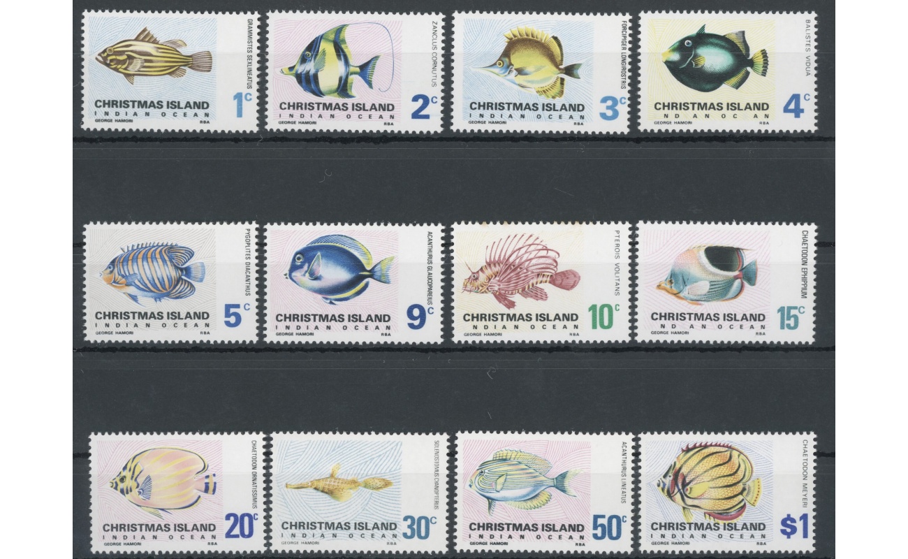1968-70 CHRISTMAS ISLAND - Yvert et Tellier n. 22-33 - Pesci Diversi - serie di 12 valori -  MNH**