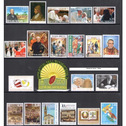 2022 Vaticano , Annata completa 24 valori + 5 Foglietti +1 Libretto Santo Natale  , francobolli nuovi e perfetti  - MNH **