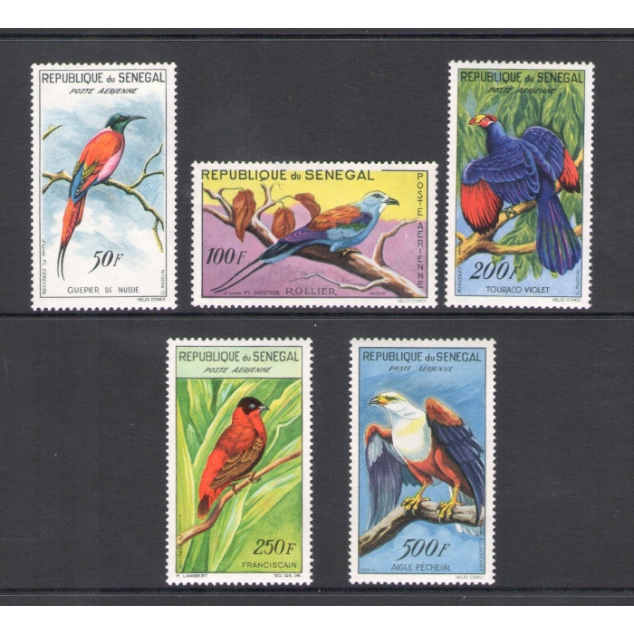 1960-63 Senegal - Repubblica , Uccelli - Posta Aerea Yvert n. 31-35 - 5 valori - MNH**
