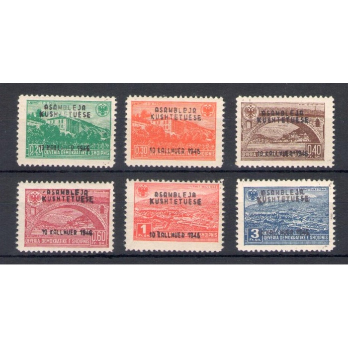 1946 ALBANIA - Convocazione Assemblea Costituente Soprastampati , Yvert n. 335A-335F , 6 Valori - MNH**