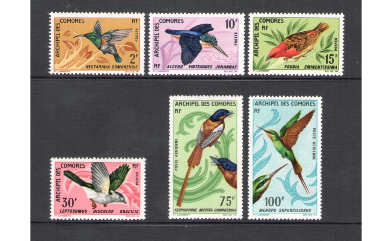 1967 Comores - Catalogo Yvert n. 41-44 + Posta Aerea 20-21 - Uccelli - 6 valori - MNH**
