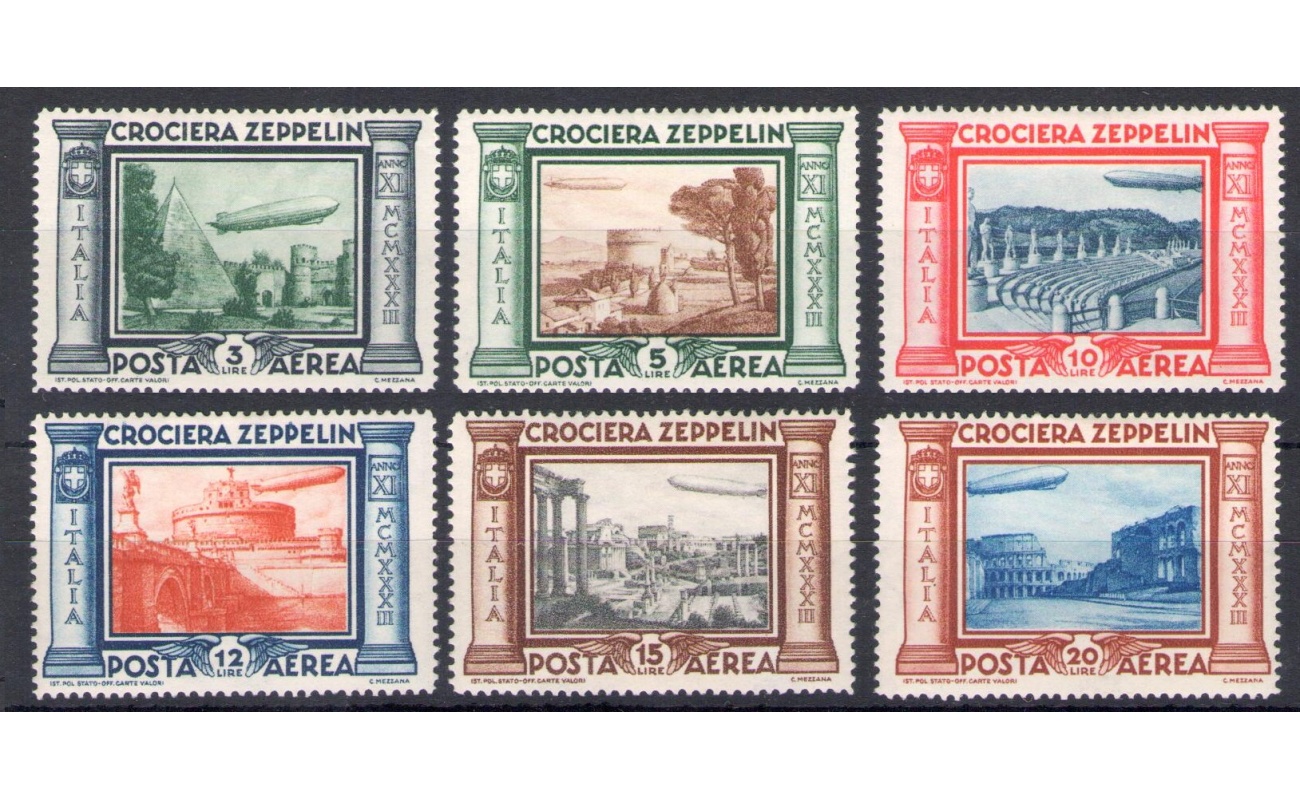 1933 Italia - Regno, Posta Aerea n° 45/50 - Crociera Zeppelin - MH*