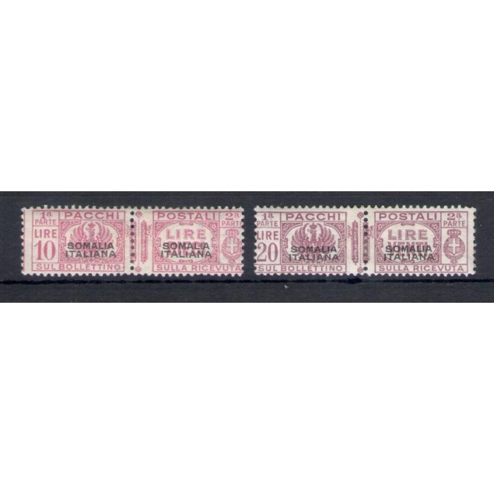 1928-41 SOMALIA - n. 64-65 , Pacchi Postali con fascio littorio , 2 Alti valori , MH*