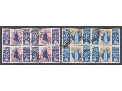 1948 Repubblica - Posta Aerea n. 146/47 - Santa Caterina , 2 valori -  Blocco di quattro - Usato