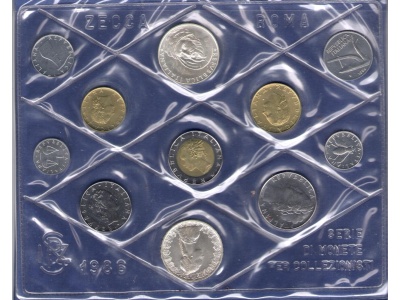 1986 Italia - Monetazione divisionale Annata completa 11 valori - FDC