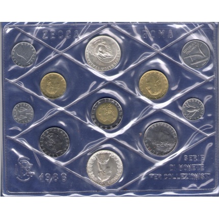 1986 Italia - Monetazione divisionale Annata completa 11 valori - FDC