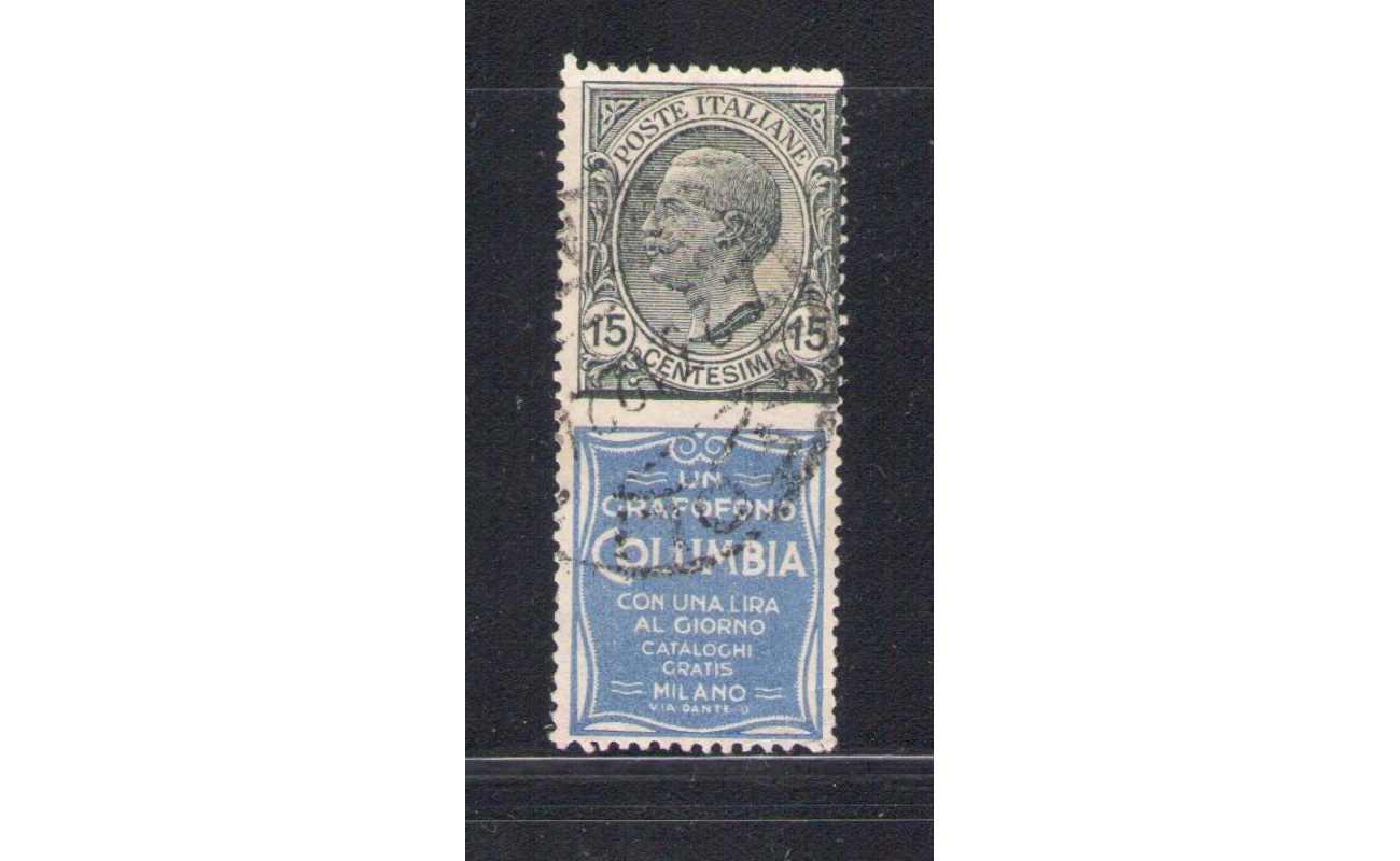 1924 Italia Regno , Pubblicitario n. 2 , 15 cent Columbia grigio e oltremare - Usato